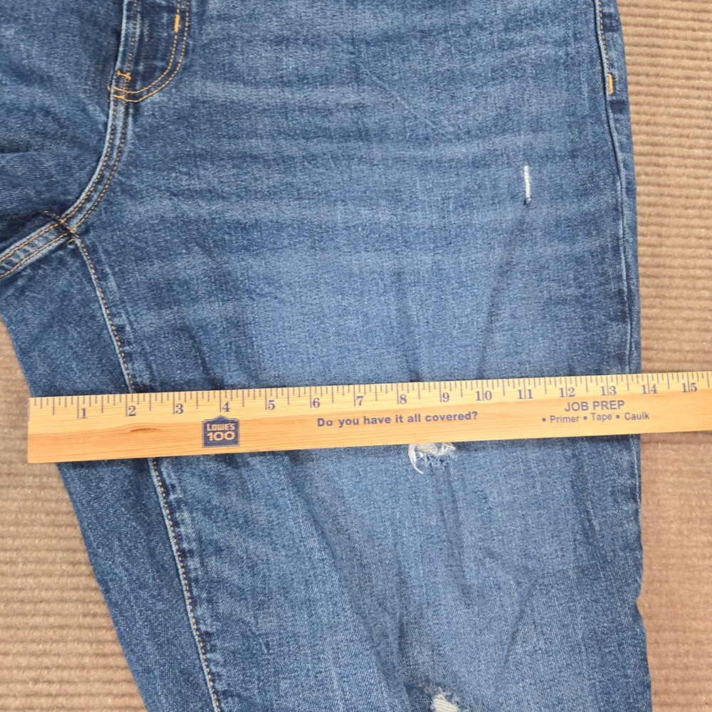 Old Navy Womens 22 Blue Distressed O.G. Straight High Rise Raw Hem Jeans - Picture 5 of 11